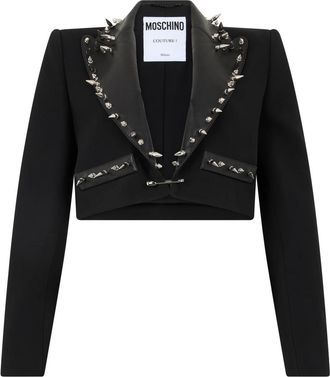 Moschino Korte Jas met Metalen Details - Dames - Blazers - Zwart - L - Leer - Jassen