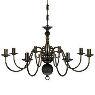 Berkfield Home Beautiful Antique Black Metal Chandelier 8 x E14 Bulbs