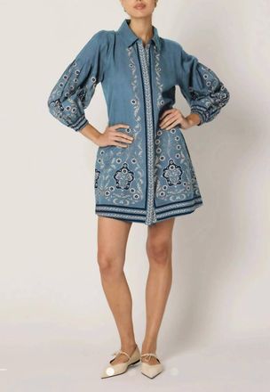 Cleobella Anouk Mini Dress In Cardamon Blue