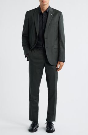 AllSaints Ross Slim Fit Olive Green Wool Suit at Nordstrom, Size 36Regular