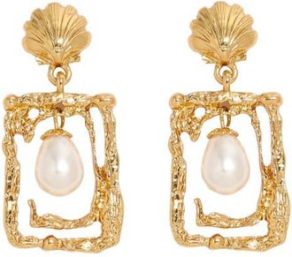 Petit Moments Castaway Faux Pearl Drop Earrings in Gold at Nordstrom