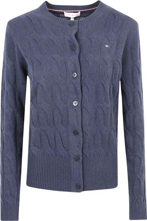 Tommy Hilfiger Cardigan in Lana Morbida - - Knitwear - Donna - Blu - XS