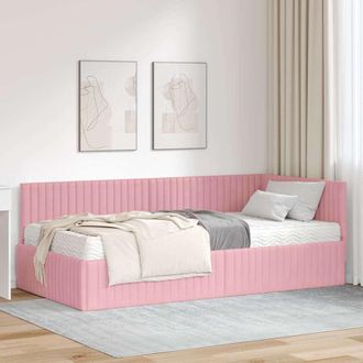 vidaXL Estructura De Cama Esquina Con Colch&oacute;n 2 Uds. Rosa 100 X 200 Cm Vidaxl
