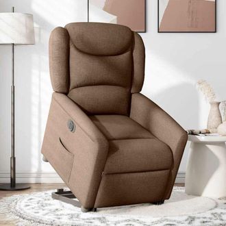 vidaXL Poltrona Alzapersona Reclinabile Elettrica Marrone Tessuto