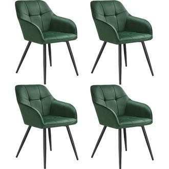 TecTake Dining Chair Marilyn Set Of 4 - Dark Green / Black | Size: 4 Pack