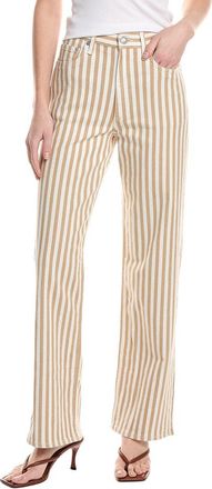 Rag & Bone Shea Linen-Blend Relaxed Tan Stripe Straight Jean