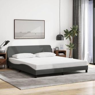 vidaXL Giroletto senza Materasso Grigio Scuro 160x200 cm Tessuto - Vidaxl