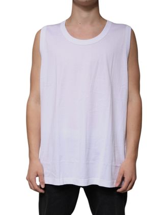 Dolce & Gabbana Mens White Cotton Sleeveless Round Neck Tank T-Shirt