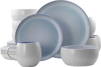 Elama Mocha 16 Piece Stoneware Dinnerware Set in White at Nordstrom