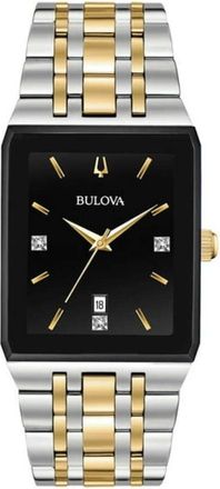 Bulova Diamond Accent Quartz Black Dial Mens Watch 98d153