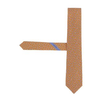 Ferragamo Silk Tie with Patterned Design - male - Ferragamo - Ties - Orange - ONE SIZE - Accessories