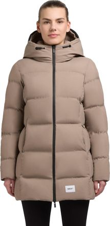 Khujo Tanare4 Womens Long Puffer Jacket Short Coat for Winter with Hood XS-XXL, greige, XL