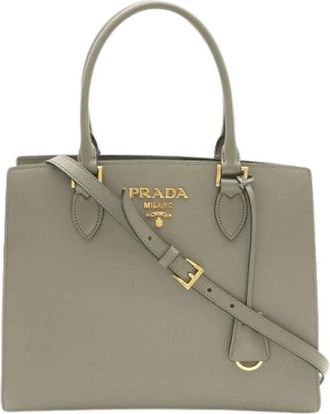 Prada Pre-owned Vintage Leren Tote - Dames - Vintage Shopper - Grijs - ONE Size - Leer - Vintage