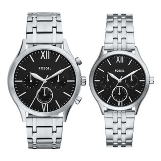 Fossil Mens Fenmore 44mm Multifuntion, Silver-Tone Alloy Watch Set
