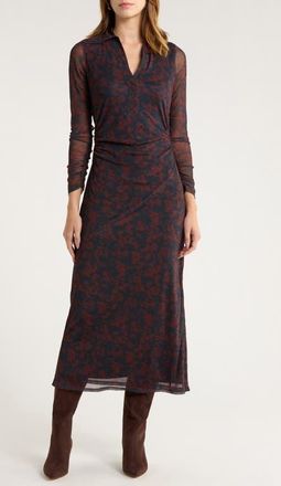 Madewell Long Sleeve Polo Midi Dress in Dark Navy at Nordstrom, Size Xx-Large