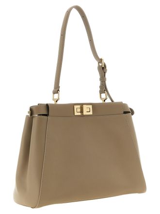 Fendi Calfskin Leather Shoulder Bag - Gray