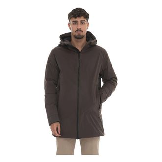 Peuterey Light Jackets, male, Brown, 2XL, Windproof hooded jacket with arm logo