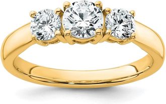 Diamond2Deal 14k Gold Lab Grown Diamond 3-Stone Wedding Band Ring 1Ct Clarity- VS Color- D-E