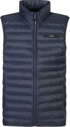 Calvin Klein Blauwe gebreide kleding voor mannen Aw 24 - Heren - Bodywarmers - Blauw - L - Nylon - Jassen