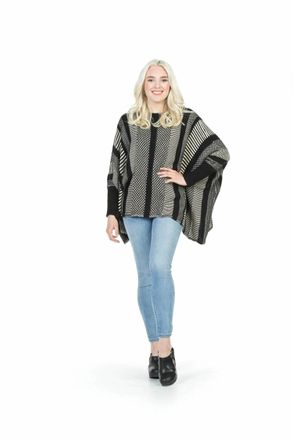 Papillon Multi Stripe Poncho Sweater In Black