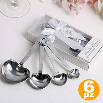 Trade Shop Trade Shop - Set 6pz. Cucchiaio 4 Misure Dosatore Cuore Scatola Segnaposto Tavola Bomboniera