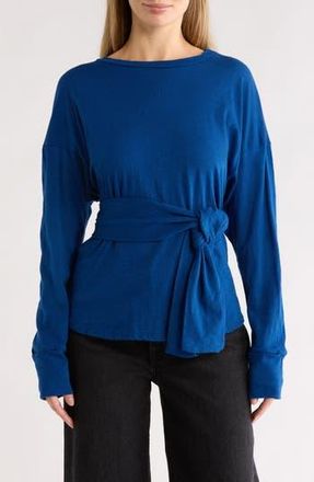 Go Couture Faux Tie Wrap Sweater in Lyons Blue Slub at Nordstrom Rack, Size X-Large