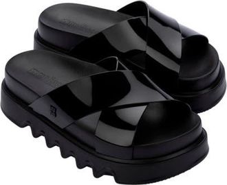 Melissa Cozy Cross Platform Slide Sandal in Black at Nordstrom, Size 10