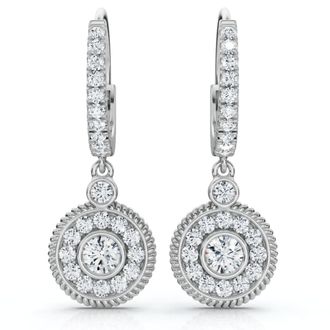 Pompeii3 3/4Ct Dangle Diamond Earrings 1 1/10 Tall Lab Grown 14k Gold EF/VS