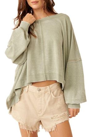 Free People Daisy Oversize Cotton Blend Sweatshirt in Washed Army at Nordstrom, Size Medium