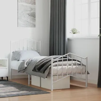 vidaXL Vidaxl - Estructura Cama Sin Colch&oacute;n Con Estribo Metal Blanco 75x190 Cm