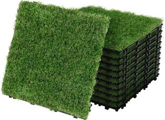 ML Design Ml-design Baldosas De C&eacute;sped Artificial 30x30cm/22 Piezas=2m&sup2; Azulejos De Suelo Encajables Con Sistema Click Y Drenaje Hierba Sint&eacute;tica Resistente A R