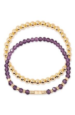 Brook & York Makenna Set of 2 Birthstone Beaded Stretch Bracelets in Gold at Nordstrom Rack