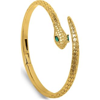 Saachi Serpent Sparkle Hinged Cuff Bracelet in Gold at Nordstrom Rack