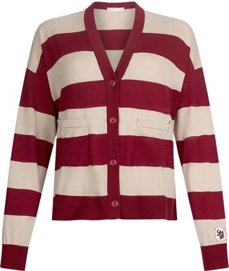Liu Jo Cardigan a righe con applicazione - Rosso