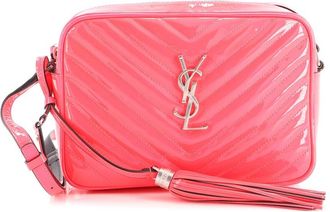 Saint Laurent Pink Matelasse Chevron Patent Leather Lou Camera Bag Small (Authentic Pre-Loved)