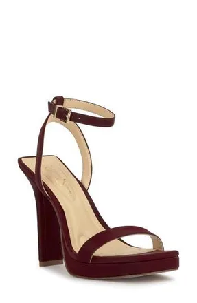 Jessica Simpson Adonia Ankle Strap Platform Sandal in Dark Cherry Satnll at Nordstrom Rack, Size 9.5