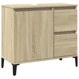 vidaXL Armario De Ba&ntilde;o Madera Contrachapada Roble Sonoma 65x33x60 Cm Vidaxl