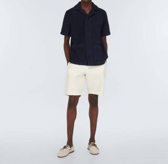 Orlebar Brown Mens Griffith Longer Pile Polo In Night Iris