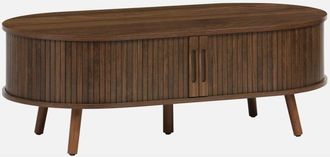 Sweeek Mesa De Centro Con Puertas Correderas Y Efecto Madera, Legacy, Madera De Nogal, 110x59x39 Cm