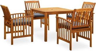 vidaXL Set Comedor De Jard&iacute;n 5 Pzas Y Cojines Madera Maciza De Acacia Vidaxl