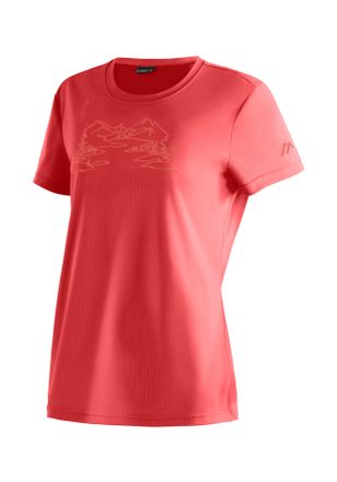 Maier Sports T-Shirt MAIER SPORTS Wilma Print, Damen, Gr. 34, rot (karminrot), 100% Polyester, Rundhals, Shirts T-Shirt, Damen Funktionsshirt, Freizeitshirt mit Au