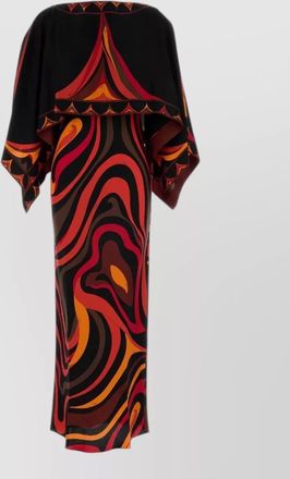 Pucci silk dress abstract pattern draped overlay