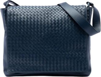 Bottega Veneta Pre-owned Woven Nappa Shoulder Bag - Dames - Vintage Schoudertas - Blauw - ONE Size - Leer - Vintage