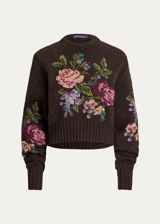 Ralph Lauren Collection Floral Cashmere Crewneck Sweater