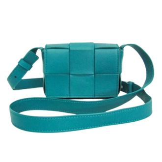 Bottega Veneta Pre-owned Cassette 666688 Schoudertas - Dames - Pre-owned - Blauw - Maat: ONE Size Leer