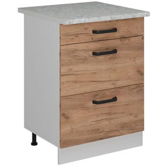 Vicco Mueble Bajo De Cocina R-line, Roble Dorado, 60 Cm Et M&aacute;rmol