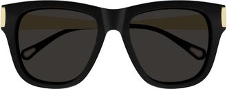 Chlo&eacute; Oversized Wayfarer Zonnebril - unisex - Zonnebrillen - Zwart - 54 MM - Nylon - Accessoires