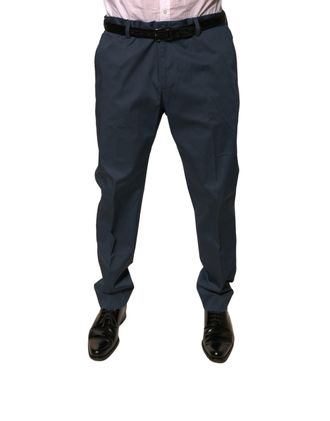 Dolce & Gabbana Dark Blue Cotton Stretch Skinny Men Dress Pants Elastane