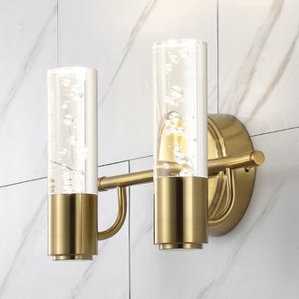 Jonathan Y Designs Bolha 10.75 2-Light Minimalist Modern Bubble Acrylic/Iron Integrated LED Vanity Light