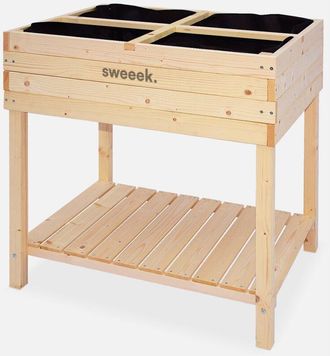 Sweeek Sweeek - Huerto De Madera Cuadrado Sobre Patas, 80x60cm, Anemone, Madera, 80x60x80 Cm